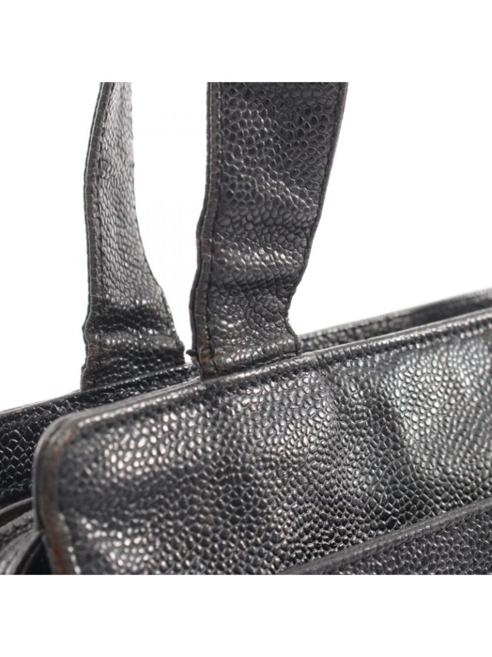 Chanel Tote CC Logo Turnlock Black Caviar Leather Shoulder - Picture 8 of 10